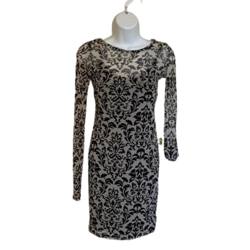 {Forever 21} Damask Pattern Sheer Long Sleeved Dress